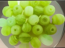Matte Swirl Art Glass Beads Lime Green 8mm Qty:18