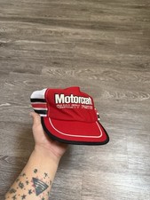 Vintage Ford Motorcraft 1980  s Red White Black Truckers Cap Puffy Letters Stripe