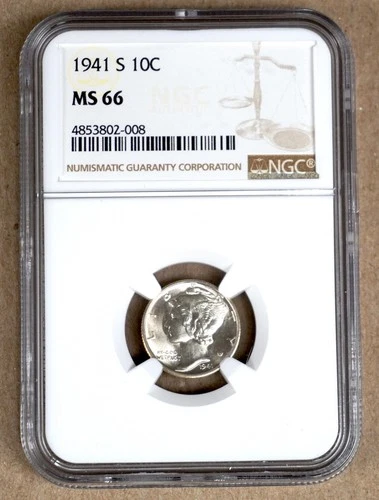 1941-S MERCURY DIME NGC MS66 802008