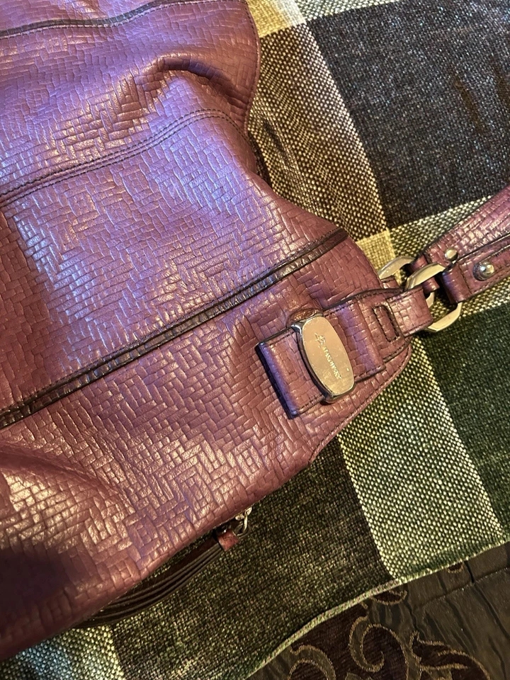 B MAKOWSKY LG Borgoña Cuero Suave BOLSO DE MANO, MONEDERO, BOHO Leopardo Interior Foto 3 de 4