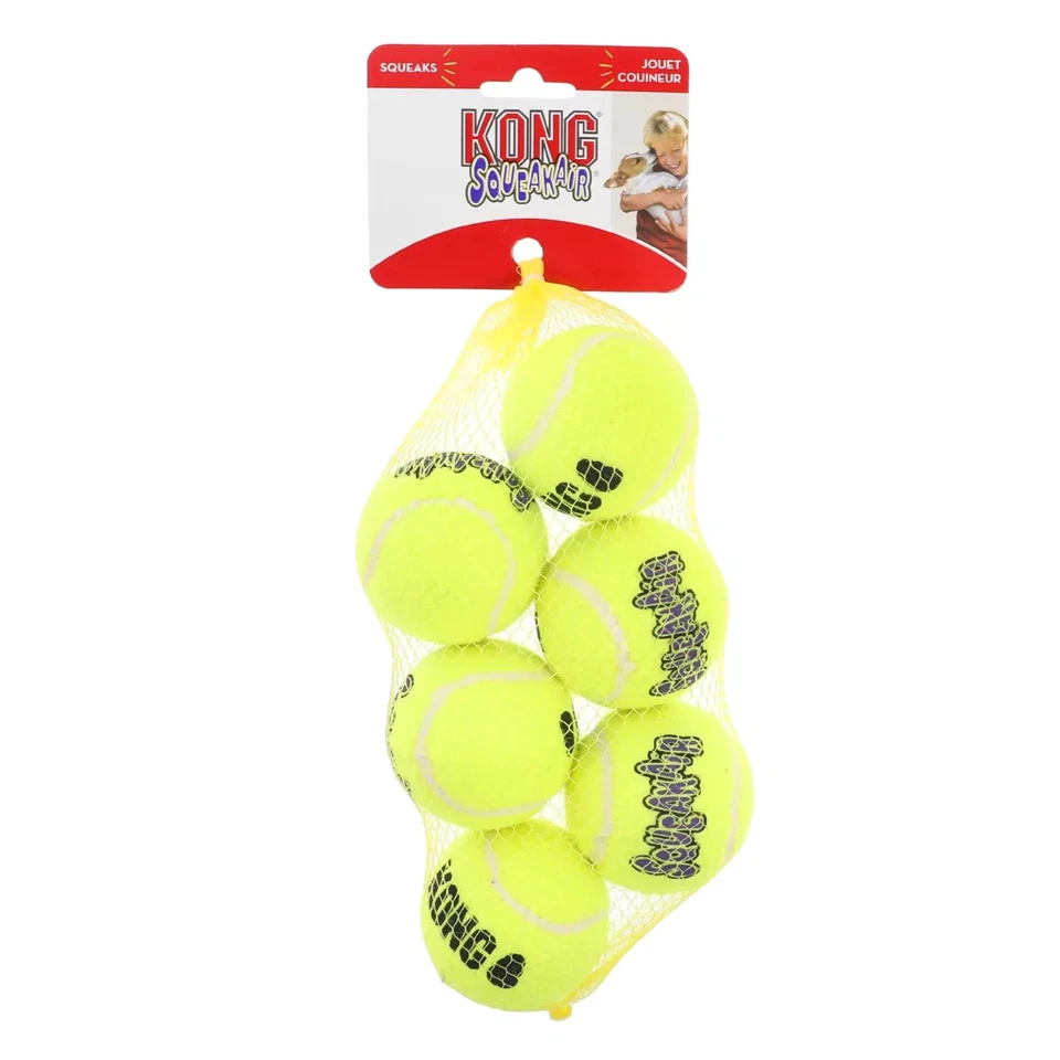 KONG AirDog Chirrido Pelota de Tenis Perro Juguete Duradero Buscar Juego Pequeño Tamaño Paquete de 6 Foto 2 de 2