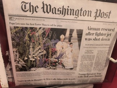 The Washington Post Monday April 6 2026 Airman rescued after figher jet was shot