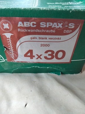 Spax Rückwandschrauben , 4 x 30 mm, galv. verzinkt, 100 Stück