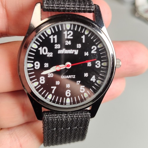 Men's INFANTRY Military Style 39mm Watch, Black Nylon Band, New Batt - Picture 5 of 6