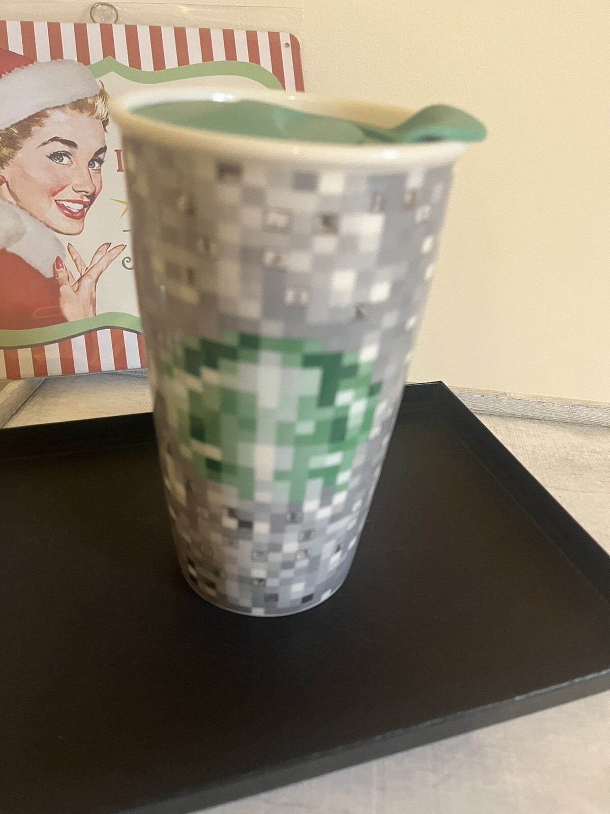Starbucks 2012 Minecraft RODARTE Pixels Ceramic 12 OZ Travel Mug Limited Edition