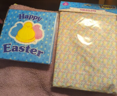 Peeps Blue Napkins Happy Easter & Tablecloth ( 54'' x 108'' ) New