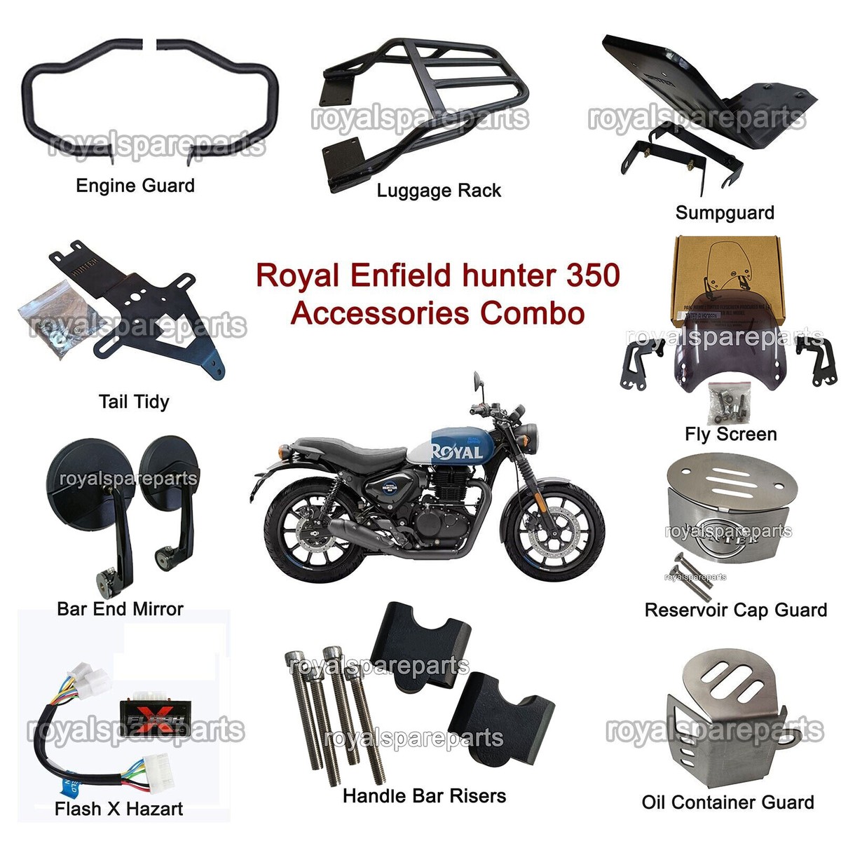 Fit For Royal Enfield Hunter 350 Accessories Combo Pack 10 Pcs