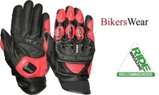 Weise Daytona Short Leather Street Bike Motorcycle Summer Glove Black/Red Size L