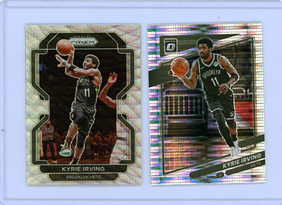   2 - KYRIE IRVING 2021-22 PRIZM SILVER WAVE REFRACTOR + OPTIC PULSAR HOLO