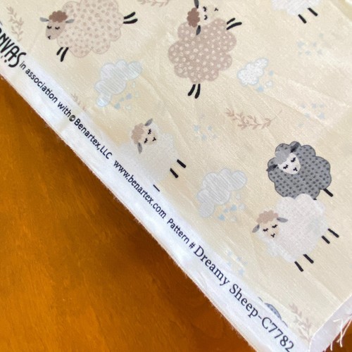 Novelty Sheep Fabric Light Beige Quilting Cotton 19x43 - Picture 5 of 6