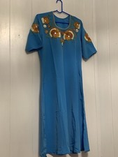 Indian /pakistani Women Blue With Multicolor Design Kameez Brand New