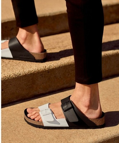Birkenstock Arizona Split Two-Strap Black/White Men's Sandals made in  Germany | eBay