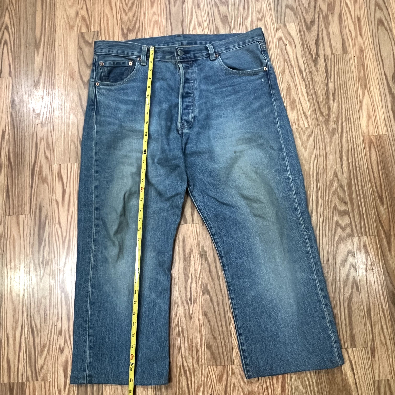 Vintage Levi’s BIG E 501 Denim Blue Jeans 90s 36X… - image 3