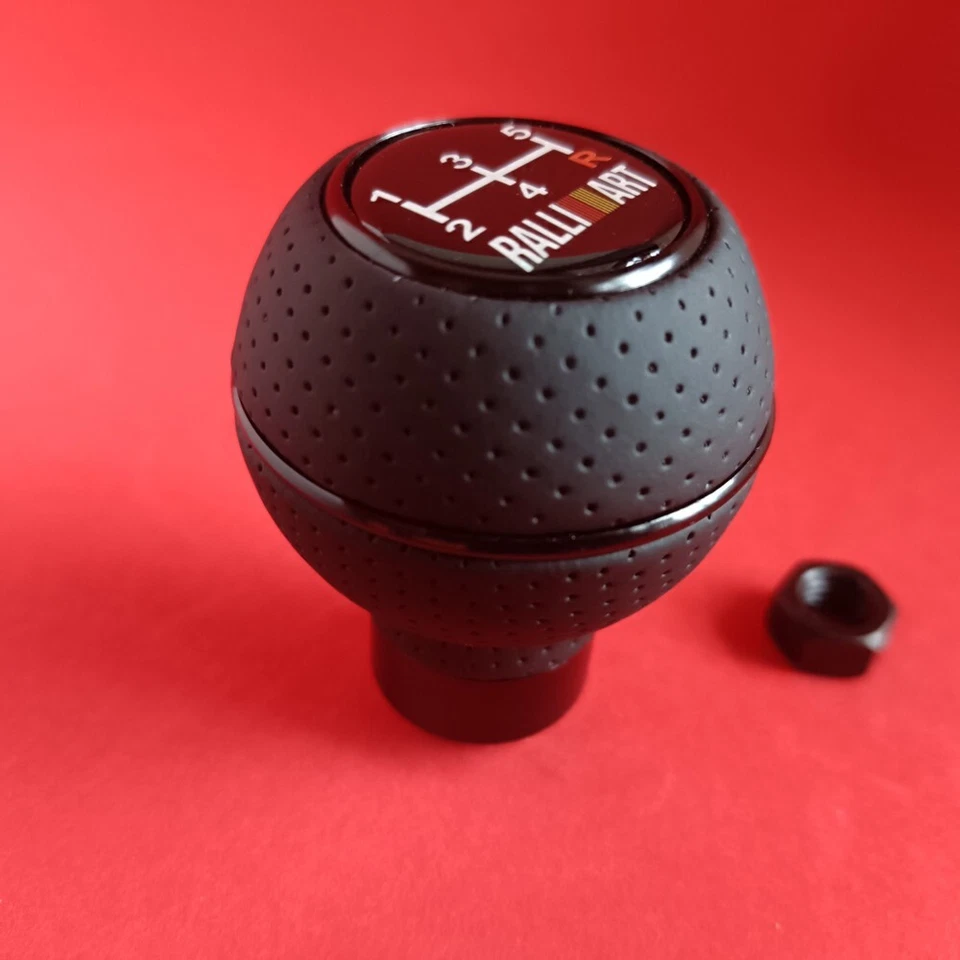 BLACK LEATHER 5S JDM SHIFT GEAR KNOB for LANCER EVO Eclipse MIRAGE RALLIART 4G63 - Image 3 of 4