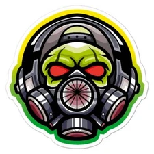Biohazard Gas Mask, Vinyl Decal Sticker, Indoor Outdoor, 3 Sizes, #7646