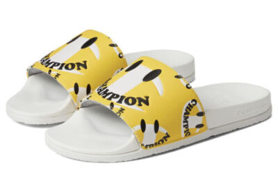 Smile Slides Champion Slides Yellow Champion IPO Smile Slides Sandals Mens  Size 12 White Yellow Cactus