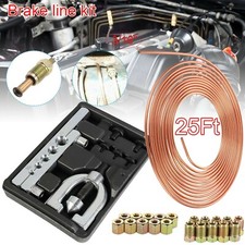 Brake Line Pipe Repair Kit 3/16" 25FT Copper Pipe Flaring Tool&20 Nuts Fittings