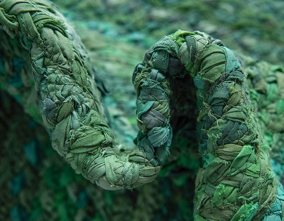 Indian Braided Natural Cotton Handmade Reversible Floor Rug Rectangle Rag Rugs - Image 4 of 4