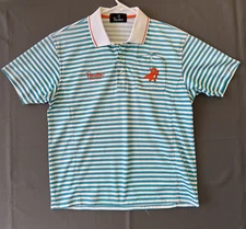 Bridgestone Golf Polo Shirt Men's Medium Aqua White Hideki Paradiso Japan 0945