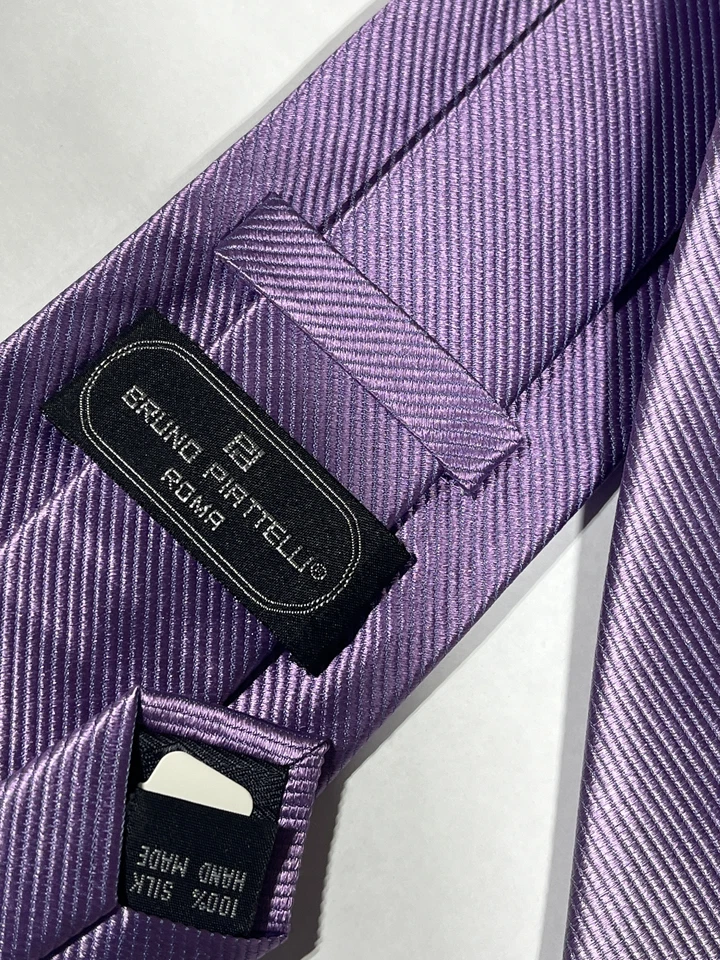 Corbata Para Hombres Bruno Piattelli Púrpura Patrón Rayas Pura Seda Hecha a Mano NUEVA Foto 2 de 3