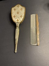 Vintage 2 Piece set Gold Color U.S.A. Vanity Set Brush and Comb retro.
