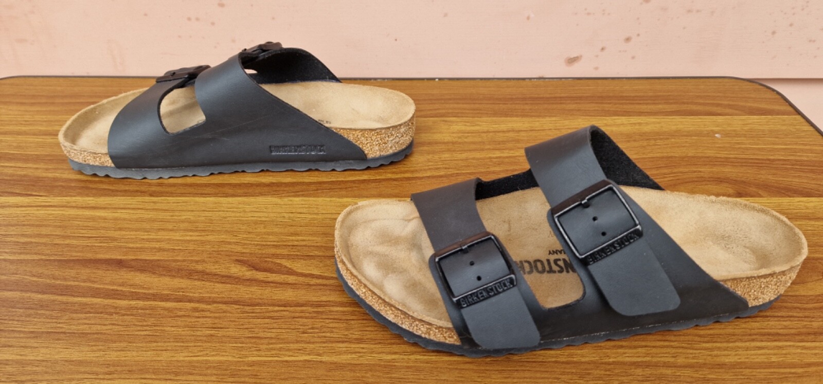 RARE Birkenstock Arizona 250 Black Sandals 2 Strap Size US L8 M6/ EUR 39 E95F image 6