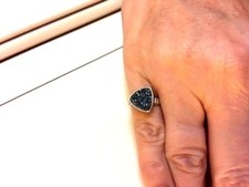 Druzy Ring, Blue, 925 Silver, Size 6