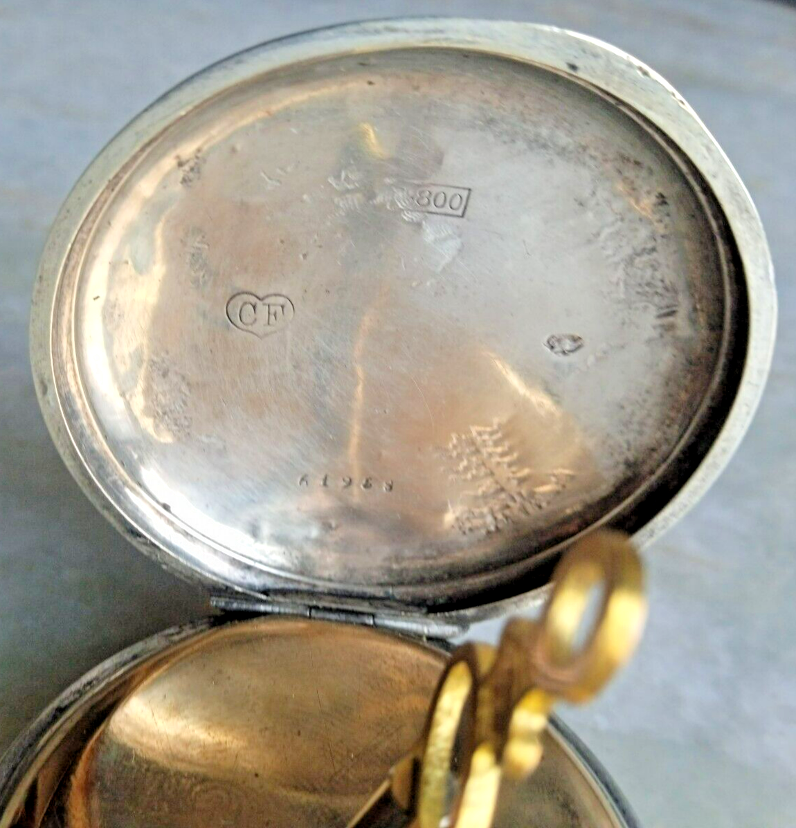 HUNTER COURVOISIER FRERES SILVER WINDING POCKET WATCH PORCELAIN