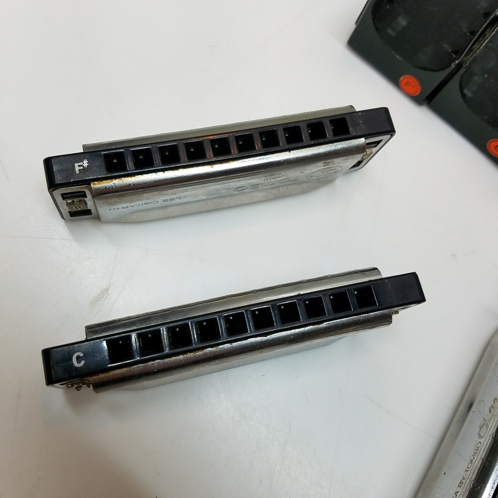 Lot Of 6 Tombo Lee Oskar Harmonicas W/ Cases 4Major Diatonic & 2Minor