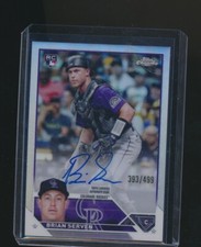 BRIAN SERVEN 2023 TOPPS CHROME REFRACTOR RC AUTO PARALLEL 393/499