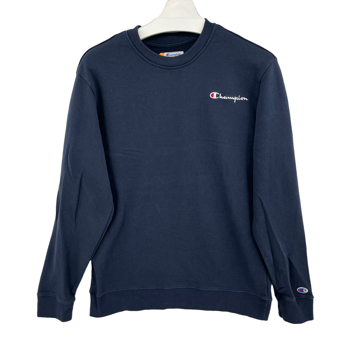 Champion Pullover Crewneck Sweatshirt Small Blue Spellout Logo