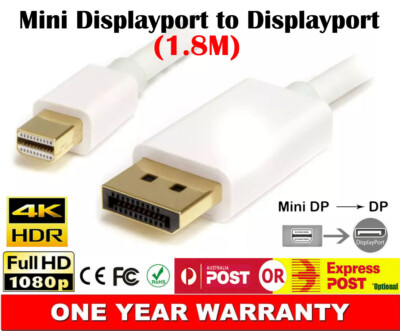 Mini DP Thunderbolt to DisplayPort M/M Cable 1.8M For MacBook Air Surface Pro 6