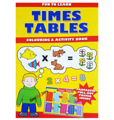A4 Childrens TIMES TABLES COLOURING & ACTIVITY LEARNING BOOK EDUCATION For Kids