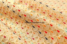 Tessuto Jacquard In Seta Beige Oro Paisley Broccato Indiano Per Cucire A Metri