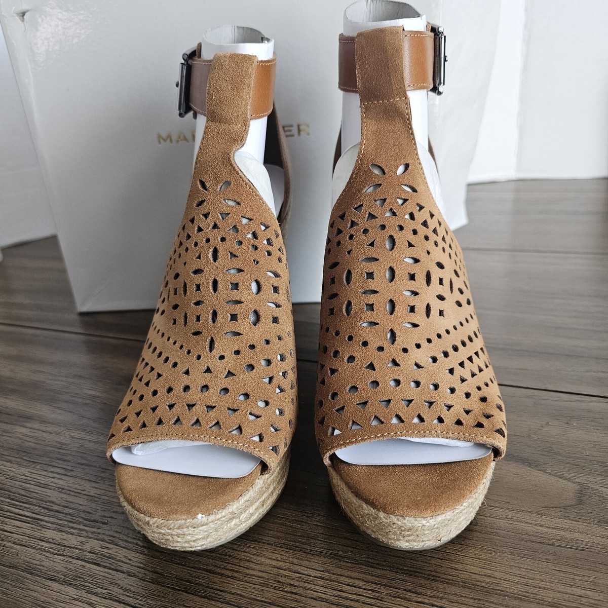 Marc Fisher Hasina Suede Ankle Strap Wedge Sandals Women's Sz 9M NIB