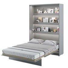 Modern Vertical Wall Bed Concept with Storage 140cm in Grey