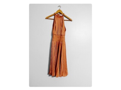 A.L.C Renzo II Satin Effect Pleated Halter Dress | eBay