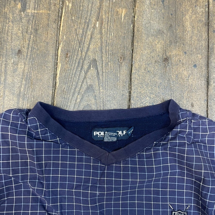 Ralph Lauren Polo Golf Anorak Vintage Checkered Sports Coat, Navy, Mens XL image 7