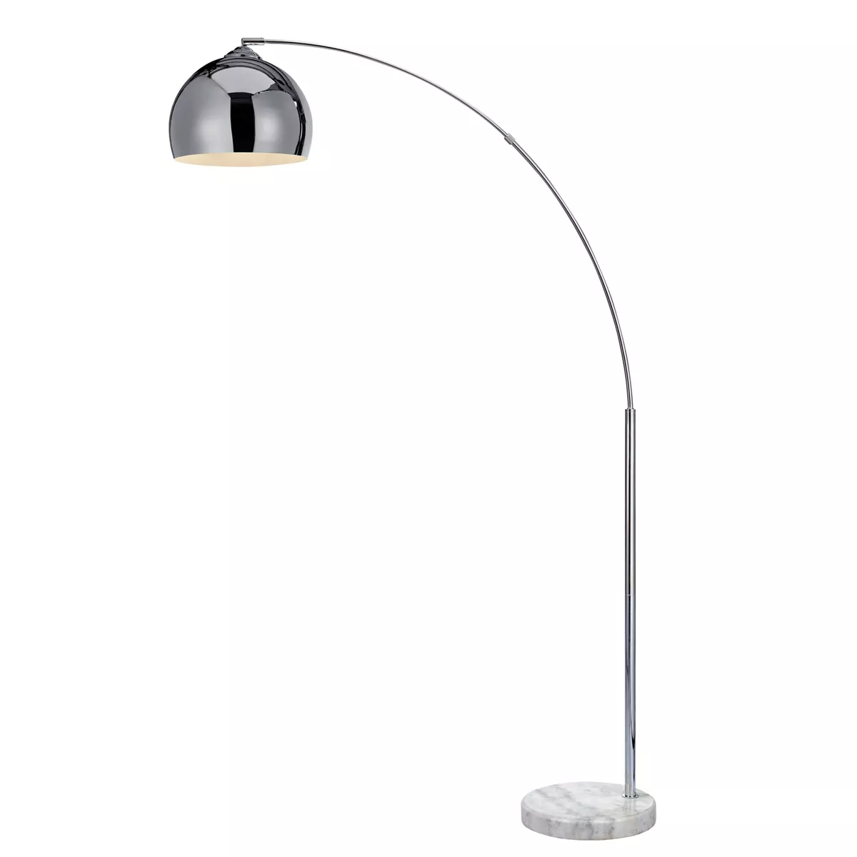 Teamson Home Arquer Arc Floor Lamp With Chrome Shade And White