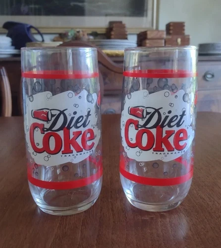Vintage Diet Coke Drinking Glasses Lot Of 2