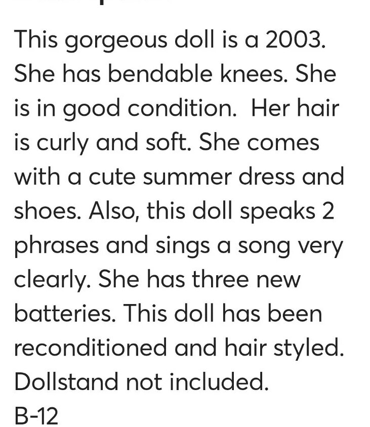 Disney / Mattel High School Musical Gabriella Barbie Singing Doll.       B-12