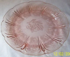 JEANNETTE GLASS CO. CHERRY BLOSSOM PINK 7" DIAMETER SALAD PLATE-MINT!!
