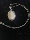 Large Sterling Silver Mexico Mother Of Pearl Cabochon And Necklace 