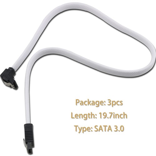 3pcs SATA III 6Gbit/s Right Angle Data Cable with Locking Latch for HDD/SSD/CD - Picture 2 of 5