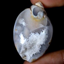 FOSSIL SNAIL AGATE CRYSTAL DRUZY 93.10 Cts 100% Natural Cabochon Gemstone HR32