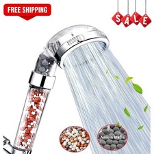 New Shower Head 3 Mode High Pressure 40% Water Saving Filters Adjustable Ionic