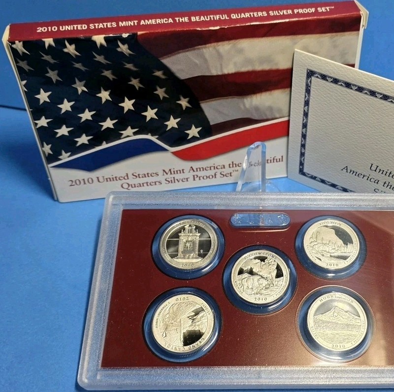 2010-S SILVER Proof Quarters U.S. Mint Set With Box+COA 