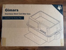 Gimars XXL Heavy Duty Edelstahl Katzentoilette 60×40×30 cm – 37 L Neu