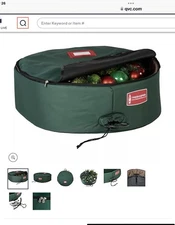 TREEKEEPER Padded 30" Wreath Keeper Green Storage Bag Hanging Hook Holiday