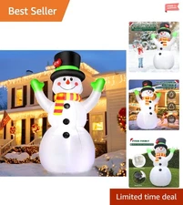 7FT Inflatable Christmas Snowman with Bright LED Lights for Outdoor Festivities